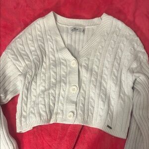 Hollister Women's White Cable Knit Sweater